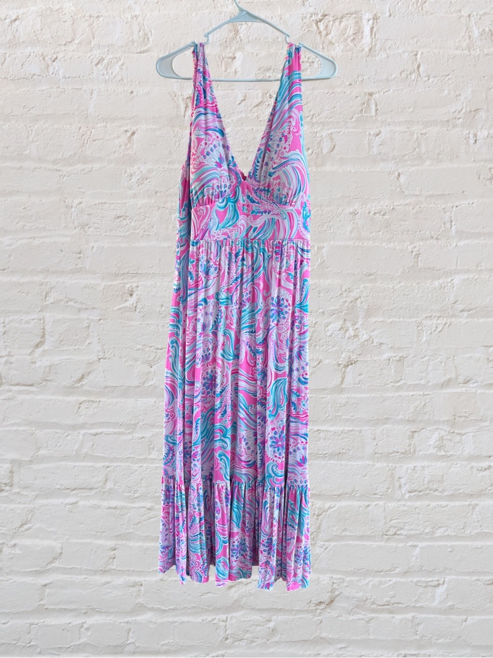 Lilly Pulitzer Pink and Turquoise Printed Maxi Dress
